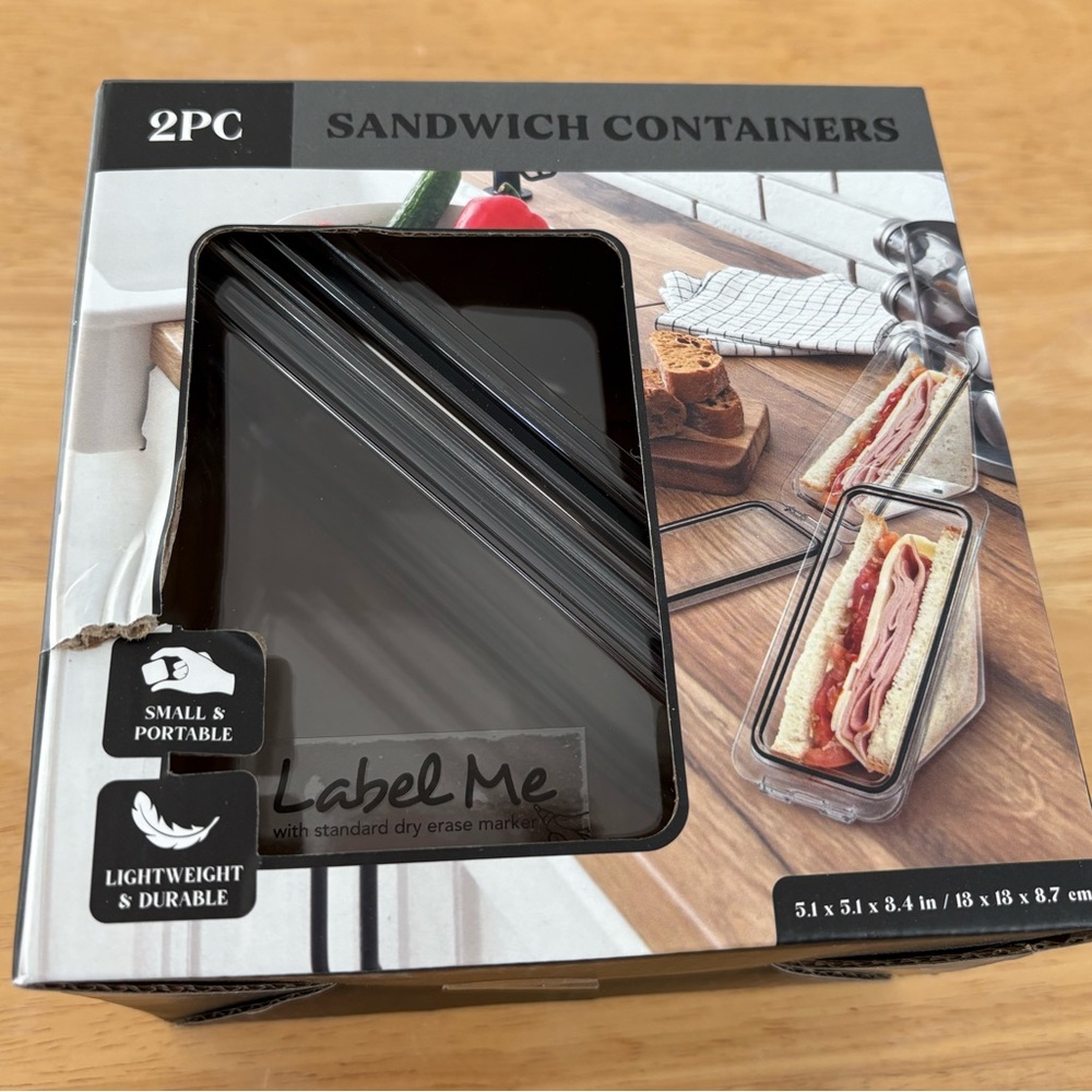 New in box- Gourmet Kitchen 2 piece sandwich container